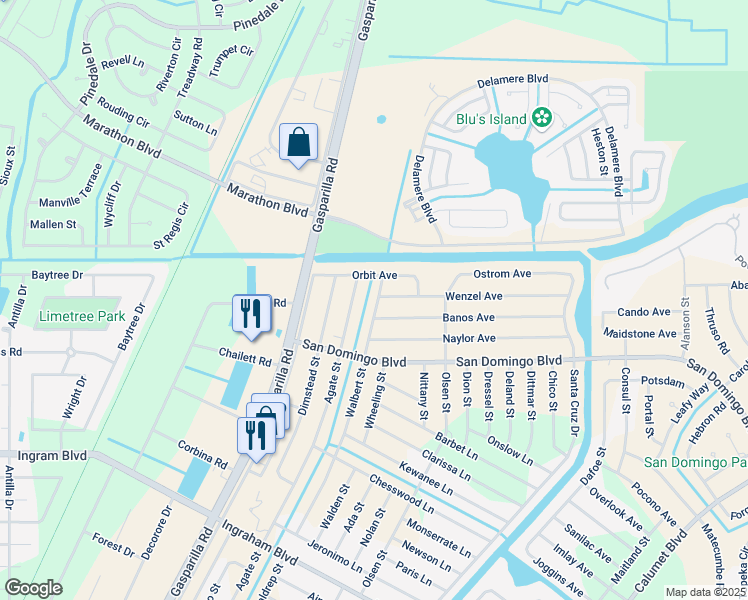 map of restaurants, bars, coffee shops, grocery stores, and more near 8051 Walbert Street in Port Charlotte