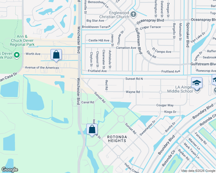 map of restaurants, bars, coffee shops, grocery stores, and more near 117 Venice Road in Rotonda West