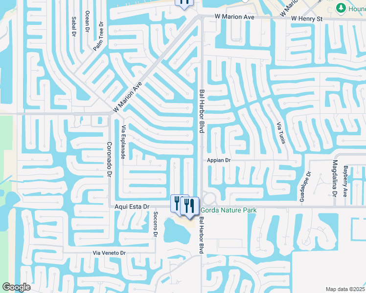 map of restaurants, bars, coffee shops, grocery stores, and more near 2048 El Cerito Court in Punta Gorda