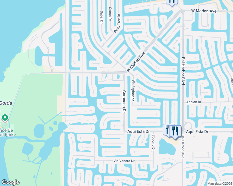 map of restaurants, bars, coffee shops, grocery stores, and more near 2523 Rio Palermo Ct in Punta Gorda