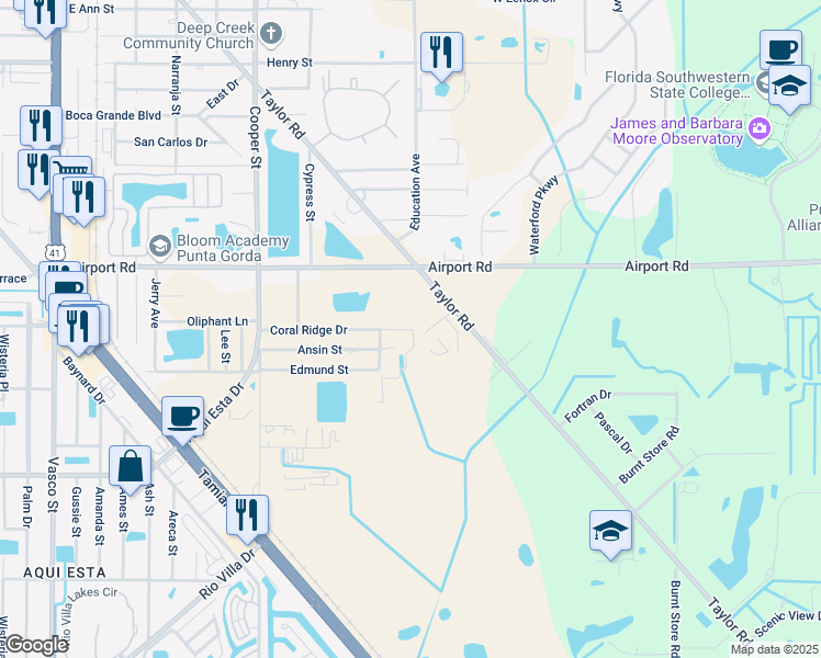 map of restaurants, bars, coffee shops, grocery stores, and more near 1498 Virginia Drive in Punta Gorda