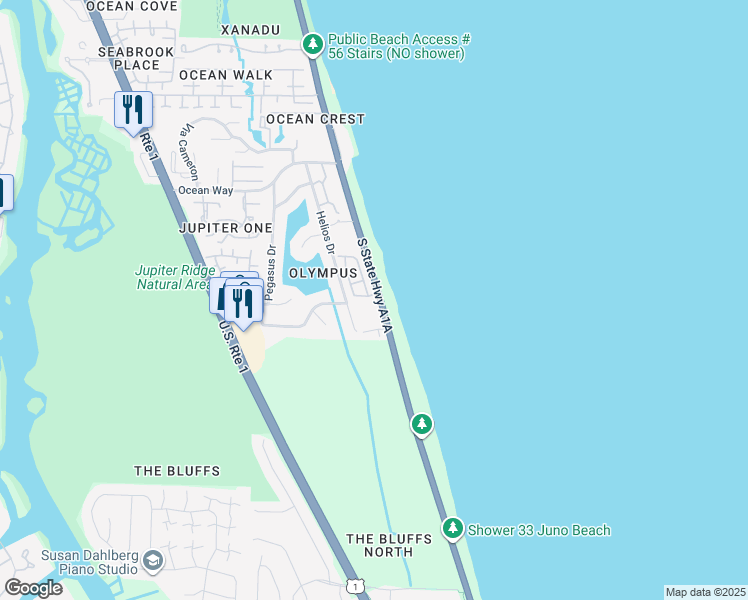 map of restaurants, bars, coffee shops, grocery stores, and more near 120 Jupiter Key Road in Jupiter