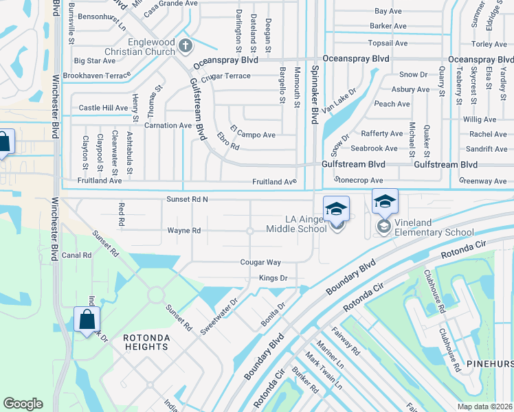 map of restaurants, bars, coffee shops, grocery stores, and more near 133 Swan Drive in Rotonda West