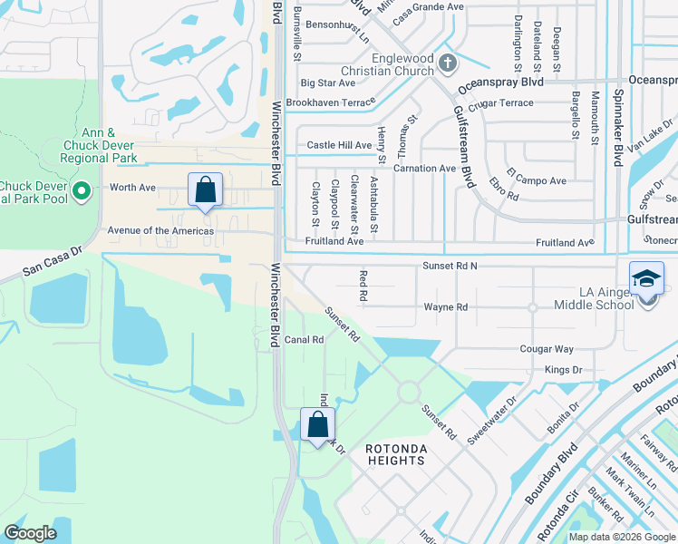 map of restaurants, bars, coffee shops, grocery stores, and more near 402 Sunset Road North in Rotonda West