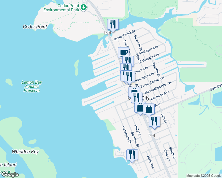 map of restaurants, bars, coffee shops, grocery stores, and more near 1965 Arkansas Avenue in Englewood