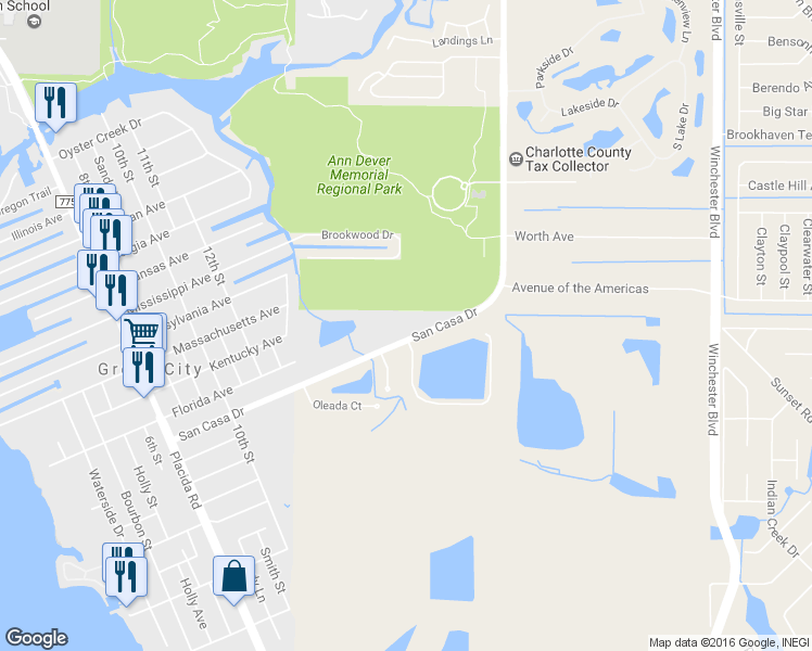 map of restaurants, bars, coffee shops, grocery stores, and more near 7161 San Casa Drive in Englewood
