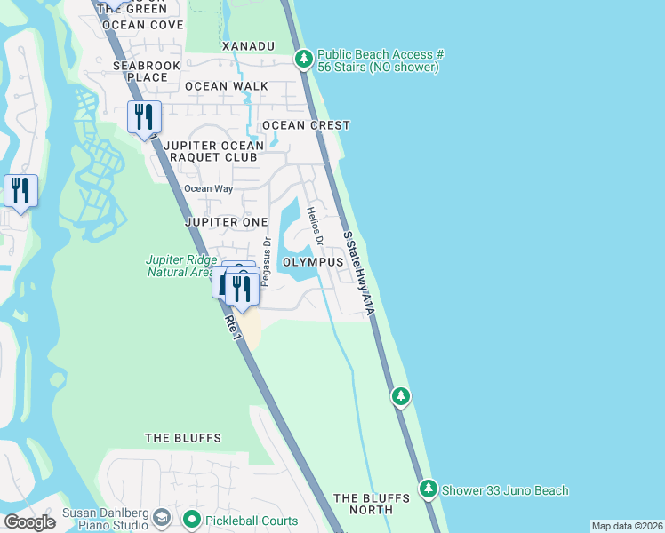 map of restaurants, bars, coffee shops, grocery stores, and more near 150 Jupiter Key Road in Jupiter