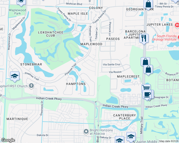 map of restaurants, bars, coffee shops, grocery stores, and more near 152 Bayberry Circle in Jupiter