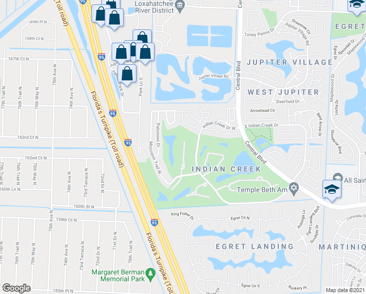 map of restaurants, bars, coffee shops, grocery stores, and more near 1132B Keystone Drive in Jupiter