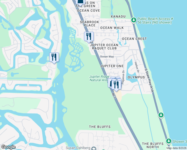 map of restaurants, bars, coffee shops, grocery stores, and more near 1800 U.S. 1 in Jupiter