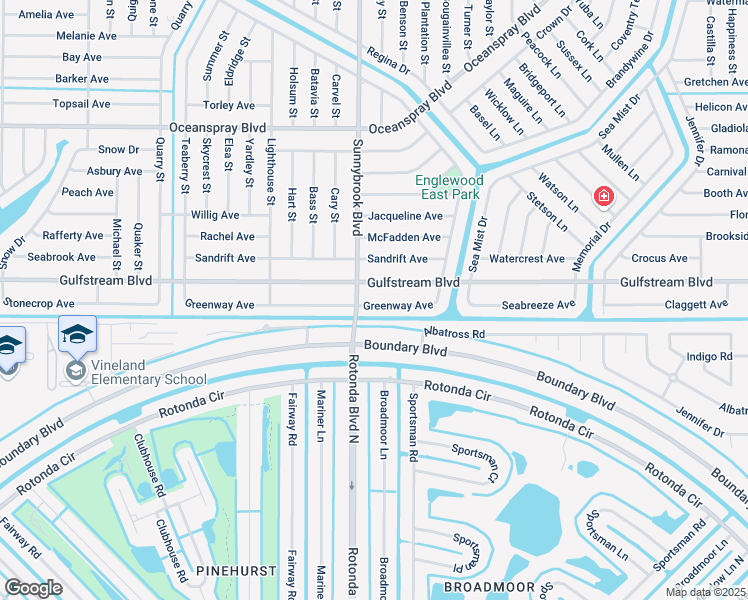 map of restaurants, bars, coffee shops, grocery stores, and more near 11011 Gulfstream Boulevard in Englewood