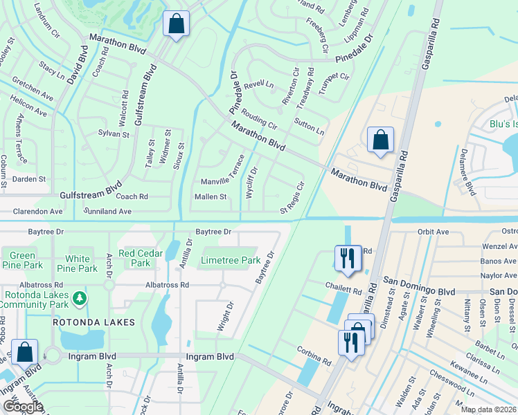 map of restaurants, bars, coffee shops, grocery stores, and more near 7487 Treadway Road in Port Charlotte