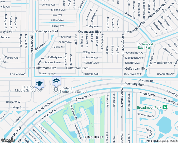 map of restaurants, bars, coffee shops, grocery stores, and more near 10340 Gulfstream Boulevard in Englewood