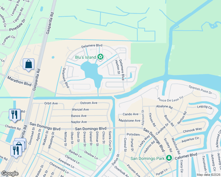 map of restaurants, bars, coffee shops, grocery stores, and more near 7540 Danvers Circle in Port Charlotte