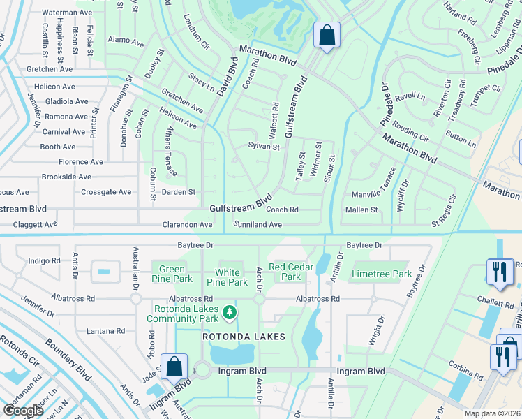 map of restaurants, bars, coffee shops, grocery stores, and more near 12385 Gulfstream Boulevard in Port Charlotte