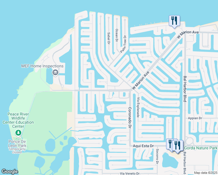 map of restaurants, bars, coffee shops, grocery stores, and more near 197 Tarpon Cove Drive in Punta Gorda