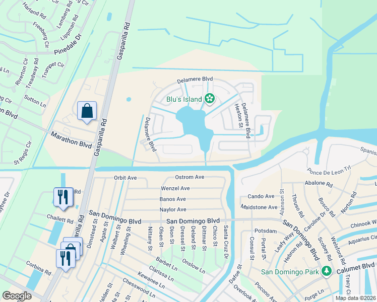 map of restaurants, bars, coffee shops, grocery stores, and more near 7587 Ratan Circle in Port Charlotte