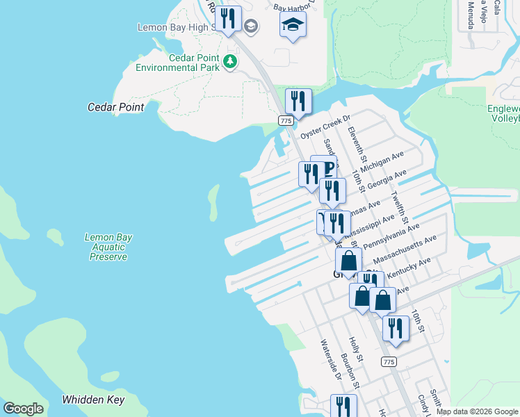 map of restaurants, bars, coffee shops, grocery stores, and more near 1900 Michigan Avenue in Englewood