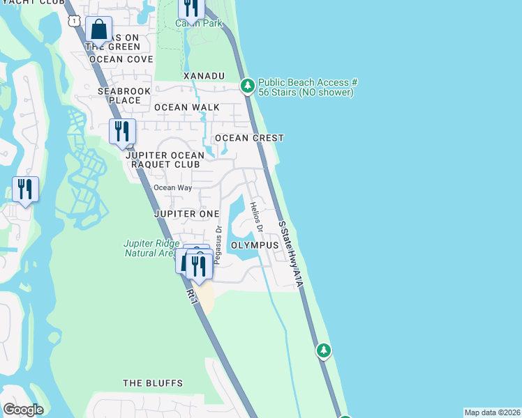 map of restaurants, bars, coffee shops, grocery stores, and more near 1660 Jimmy Buffett Memorial Highway in Jupiter