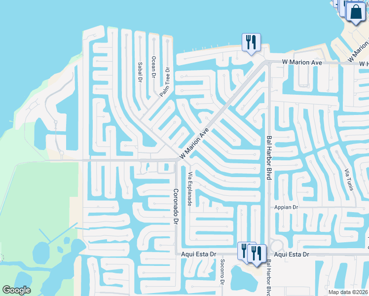 map of restaurants, bars, coffee shops, grocery stores, and more near in Punta Gorda