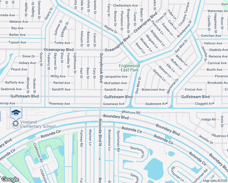 map of restaurants, bars, coffee shops, grocery stores, and more near 11058 Gulfstream Boulevard in Englewood