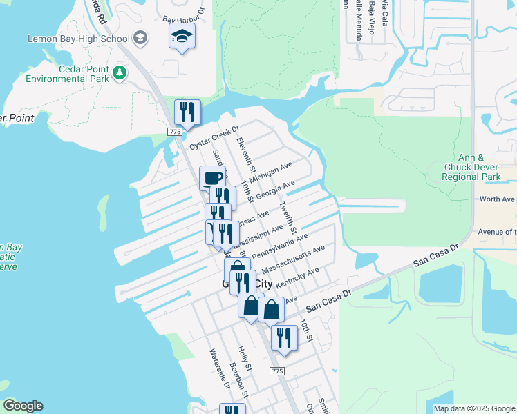map of restaurants, bars, coffee shops, grocery stores, and more near 2061 Georgia Avenue in Englewood