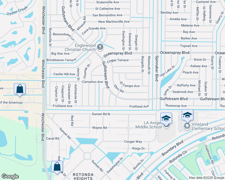 map of restaurants, bars, coffee shops, grocery stores, and more near 7435 Ebro Road in Englewood