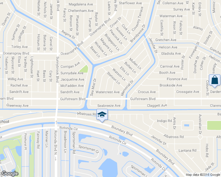map of restaurants, bars, coffee shops, grocery stores, and more near 7435 Mill Terrace in Port Charlotte