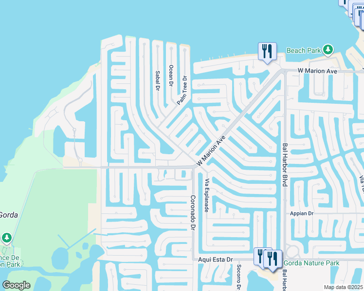 map of restaurants, bars, coffee shops, grocery stores, and more near 2495 Rosa Lane in Punta Gorda