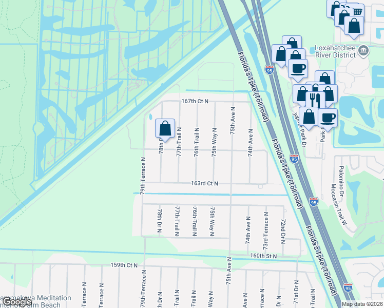 map of restaurants, bars, coffee shops, grocery stores, and more near 16475 76th Trail North in Palm Beach Gardens