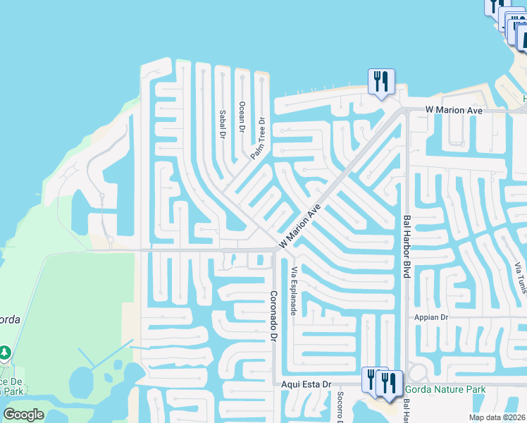 map of restaurants, bars, coffee shops, grocery stores, and more near 2473 Rosa Lane in Punta Gorda