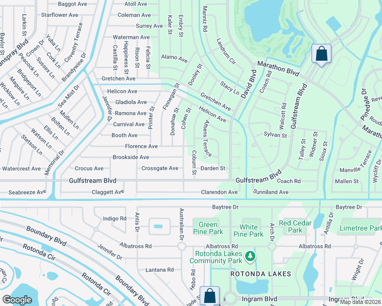 map of restaurants, bars, coffee shops, grocery stores, and more near 7418 Cohen Street in Port Charlotte
