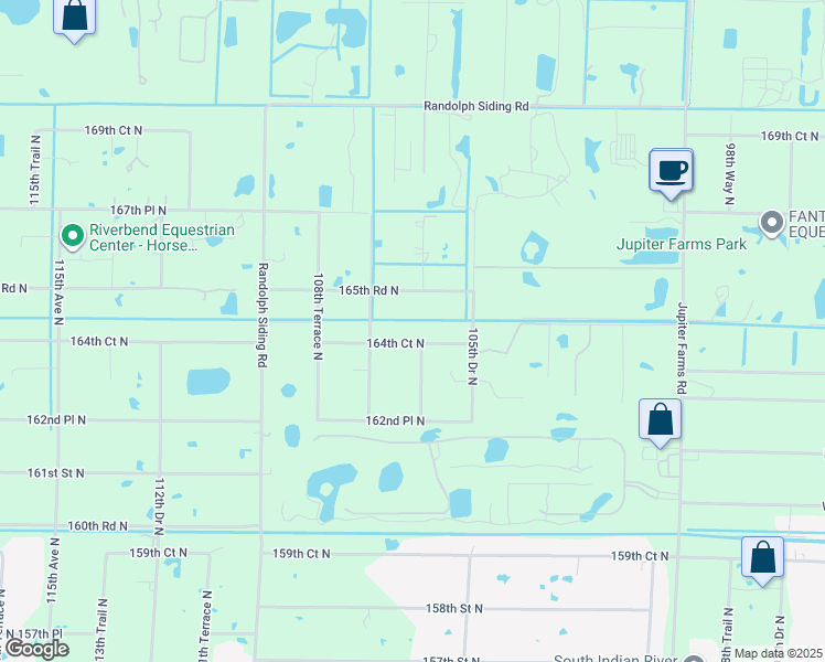 map of restaurants, bars, coffee shops, grocery stores, and more near 10645 164th Court North in Jupiter