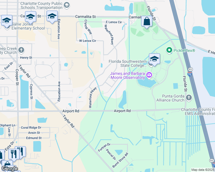 map of restaurants, bars, coffee shops, grocery stores, and more near 25517 Lambert Lane in Punta Gorda