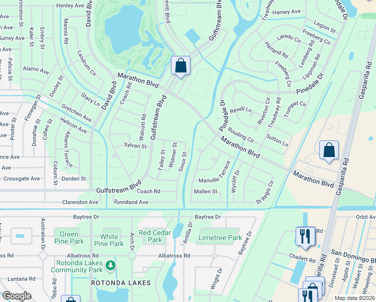 map of restaurants, bars, coffee shops, grocery stores, and more near 7378 Sioux Street in Port Charlotte