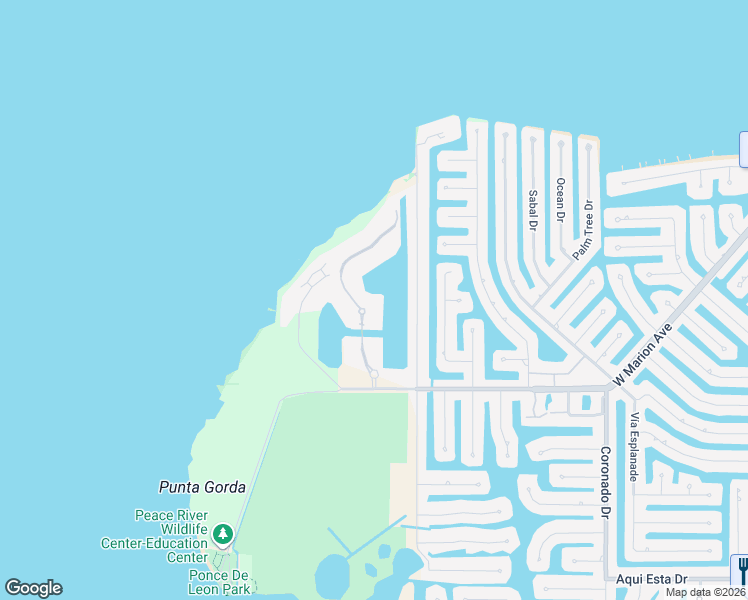 map of restaurants, bars, coffee shops, grocery stores, and more near 94 Vivante Boulevard in Punta Gorda