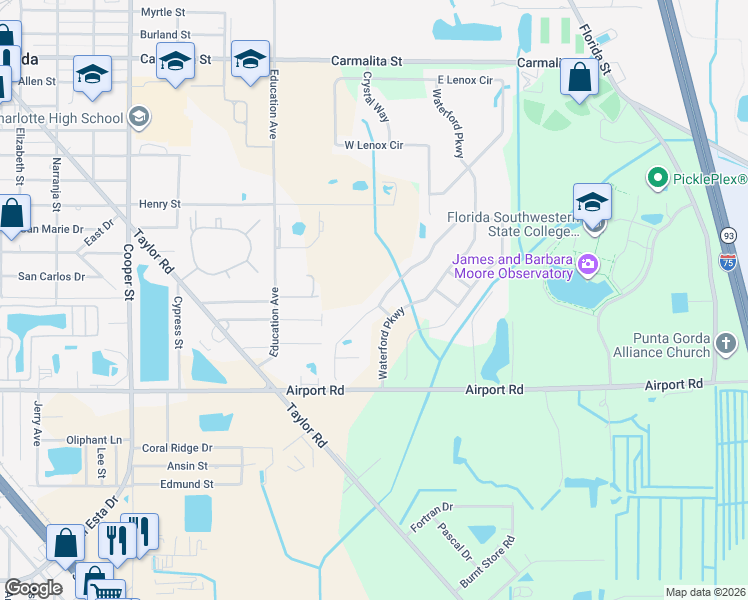map of restaurants, bars, coffee shops, grocery stores, and more near 7260 Mikasa Drive in Punta Gorda