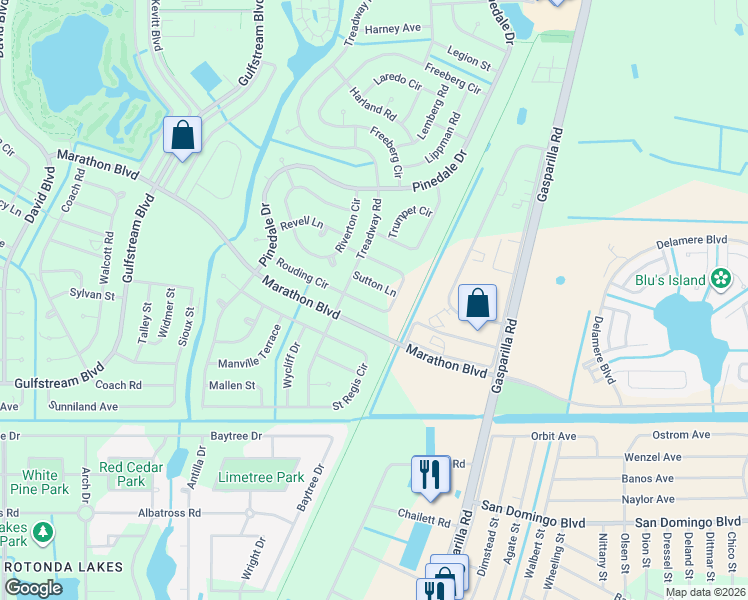 map of restaurants, bars, coffee shops, grocery stores, and more near 13266 Rouding Circle in Port Charlotte