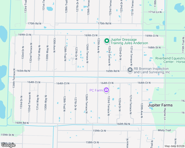 map of restaurants, bars, coffee shops, grocery stores, and more near 12522 165th Road North in Jupiter