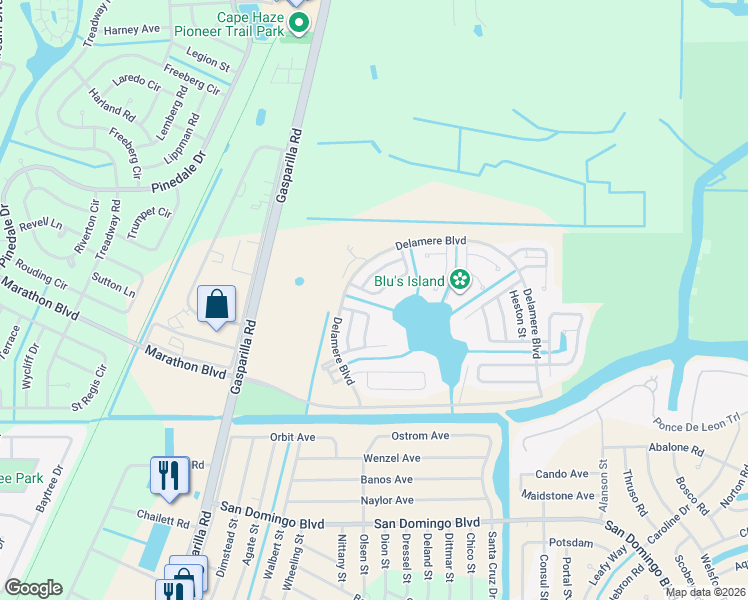 map of restaurants, bars, coffee shops, grocery stores, and more near 7360 Varley Circle in Port Charlotte