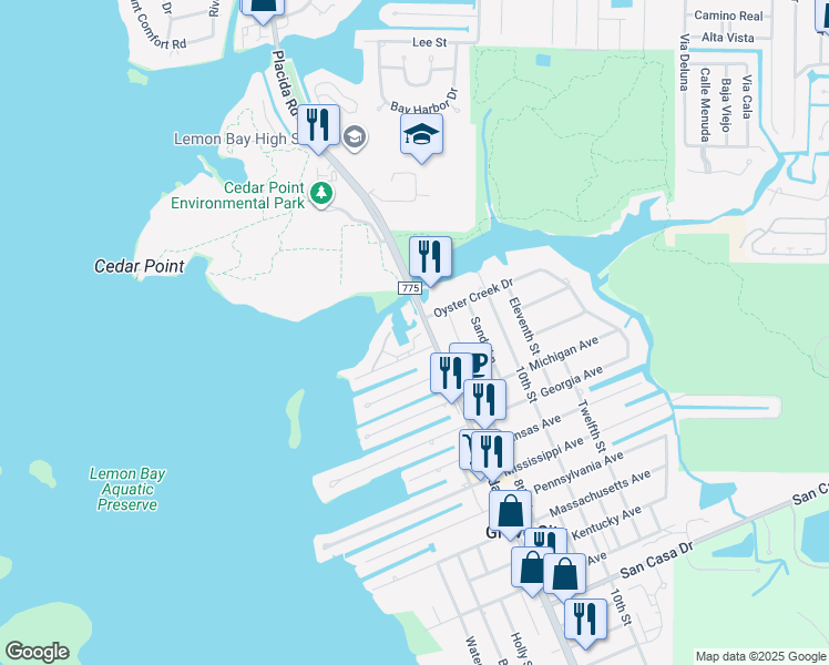 map of restaurants, bars, coffee shops, grocery stores, and more near 1960 Oregon Trail in Englewood