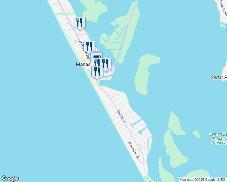 map of restaurants, bars, coffee shops, grocery stores, and more near 1755 Gulf Boulevard in Englewood