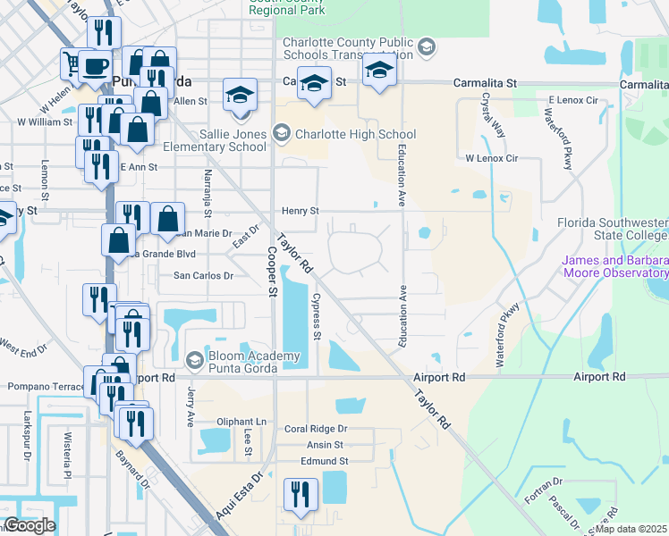 map of restaurants, bars, coffee shops, grocery stores, and more near 1200 Slash Pine Creek in Punta Gorda