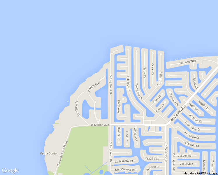 map of restaurants, bars, coffee shops, grocery stores, and more near 99 Colony Point Drive in Punta Gorda