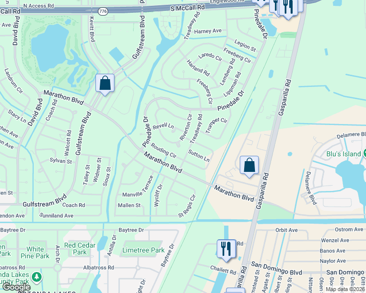 map of restaurants, bars, coffee shops, grocery stores, and more near 7337 Horn Court in Port Charlotte