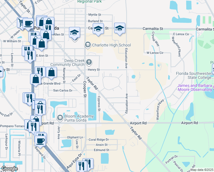 map of restaurants, bars, coffee shops, grocery stores, and more near 1200 Slash Pine Creek in Punta Gorda