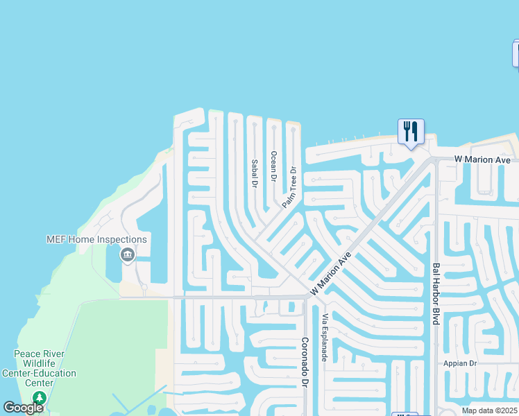 map of restaurants, bars, coffee shops, grocery stores, and more near 88 Sabal Drive in Punta Gorda