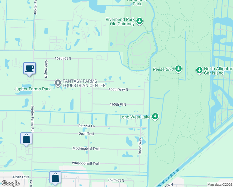 map of restaurants, bars, coffee shops, grocery stores, and more near 9296 166th Way North in Jupiter