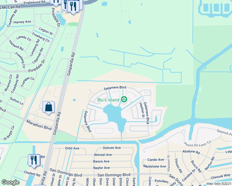 map of restaurants, bars, coffee shops, grocery stores, and more near 7317 Thor Court in Port Charlotte