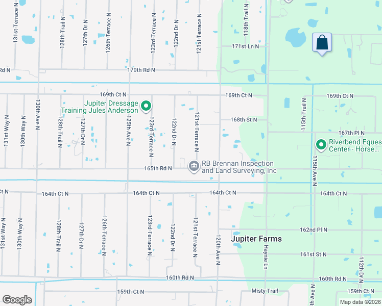 map of restaurants, bars, coffee shops, grocery stores, and more near 16627 121st Terrace North in Jupiter